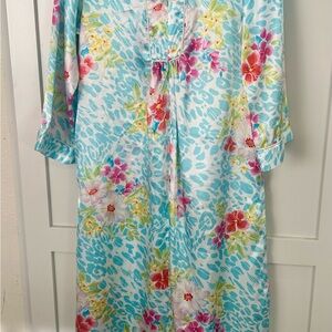 Oscar de la Renta Floral Blue Robe Bohemian Cottagecore Ms. Roper Grandmacore